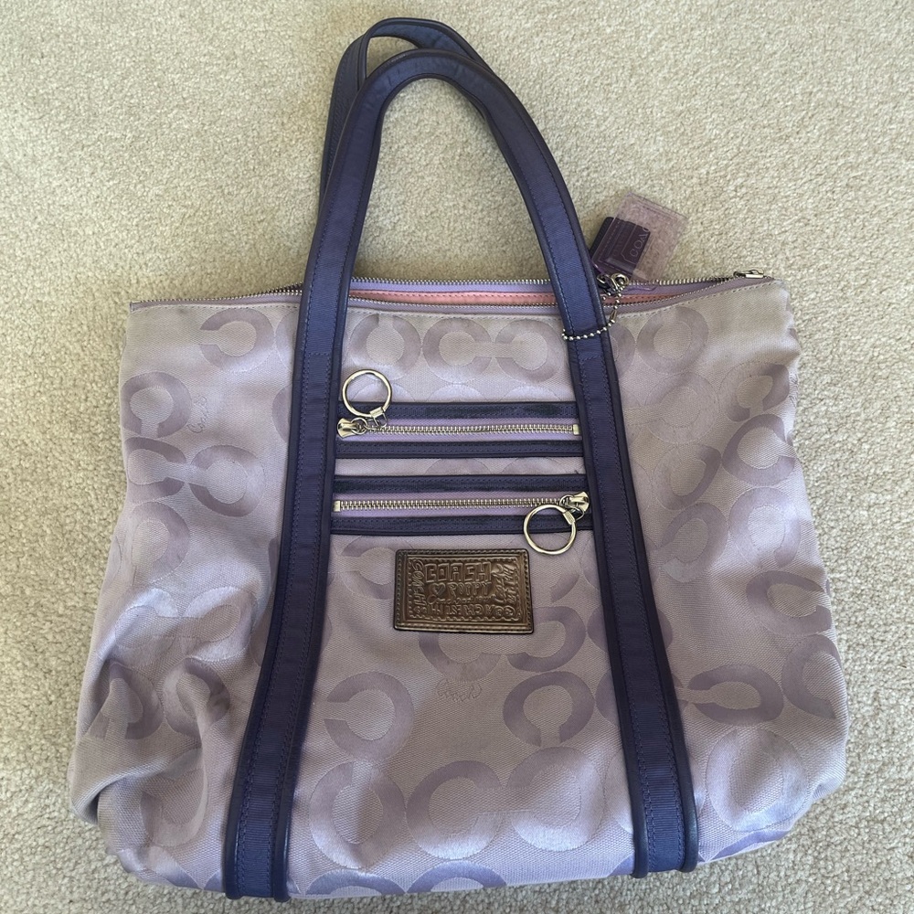 Coach Poppy Monogram Canvas Glam Tote